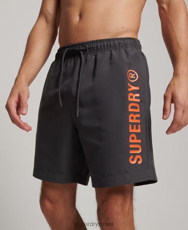 il Superdry גברים מכנסי ים ממוחזרים בגודל 17 אינץ' core sport אפור כהה 4LX2Z385 הַלבָּשָׁה