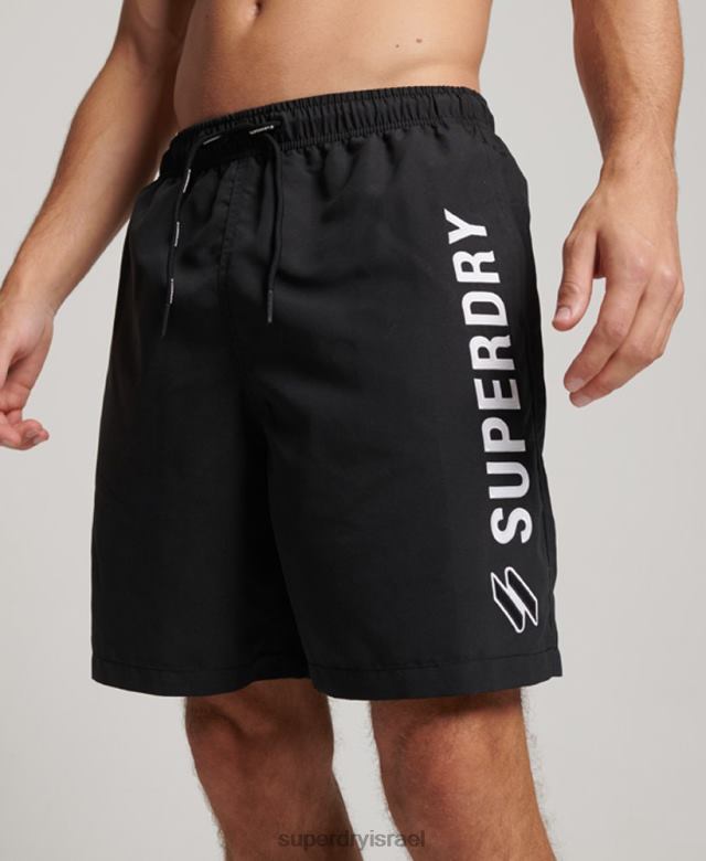 il Superdry גברים מכנסי ים ממוחזרים 19 אינץ' אפליקציית שָׁחוֹר 4LX2Z406 הַלבָּשָׁה