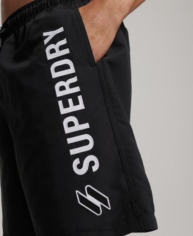 il Superdry גברים מכנסי ים ממוחזרים 19 אינץ' אפליקציית שָׁחוֹר 4LX2Z406 הַלבָּשָׁה