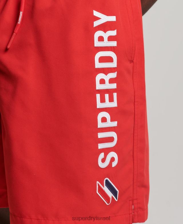 il Superdry גברים מכנסי ים ממוחזרים 19 אינץ' אפליקציית אָדוֹם 4LX2Z422 הַלבָּשָׁה