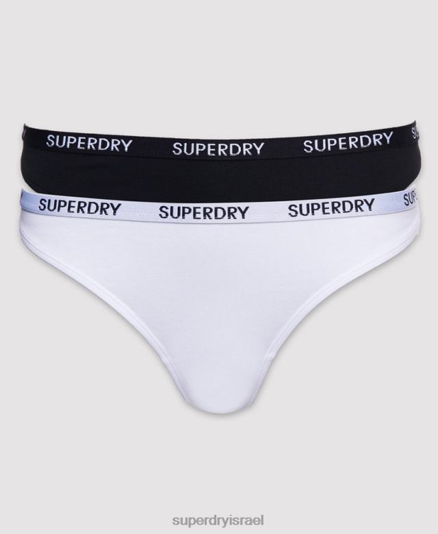 il Superdry נשים חוטיני הארפר מכותנה אורגנית 2 מארז שָׁחוֹר 4LX2Z4341 הַלבָּשָׁה