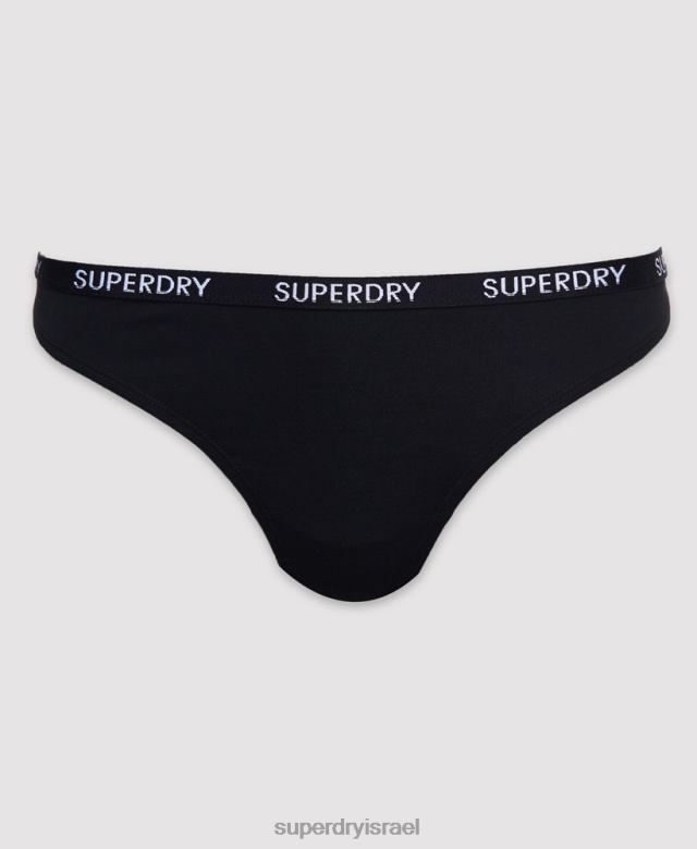 il Superdry נשים חוטיני הארפר מכותנה אורגנית 2 מארז שָׁחוֹר 4LX2Z4341 הַלבָּשָׁה