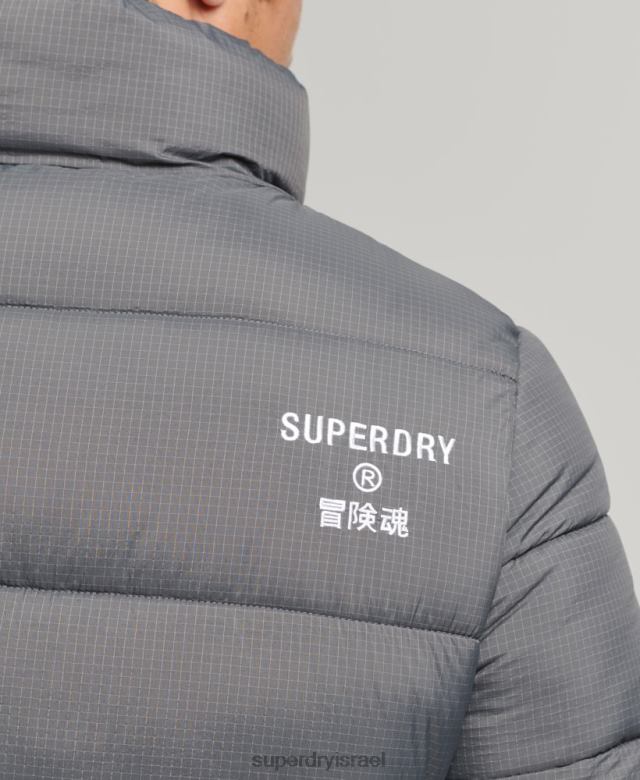 il Superdry גברים ז'קט ספורטיבי ללא קפוצ'ון אפור 4LX2Z1022 הַלבָּשָׁה