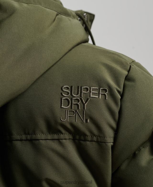 il Superdry גברים ז'קט קפוצ'ון אוורסט ירוק 4LX2Z1077 הַלבָּשָׁה