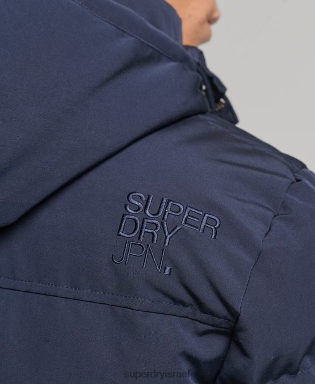 il Superdry גברים ז'קט קפוצ'ון אוורסט חיל הים 4LX2Z1106 הַלבָּשָׁה