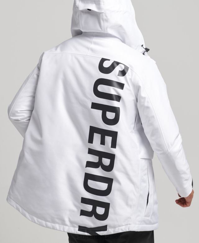 il Superdry גברים ז'קט לרכיבה חופשית לבן 4LX2Z1116 הַלבָּשָׁה