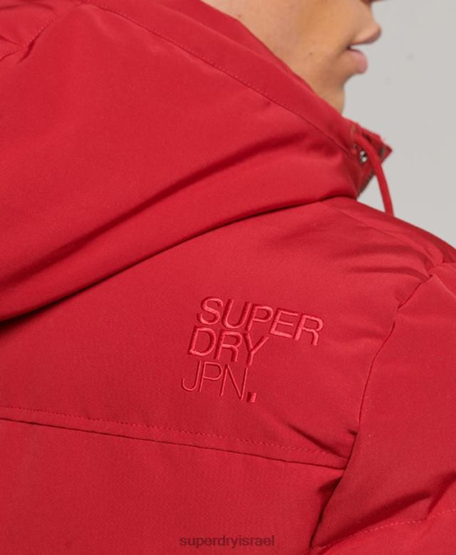 il Superdry גברים ז'קט קפוצ'ון אוורסט אָדוֹם 4LX2Z1135 הַלבָּשָׁה