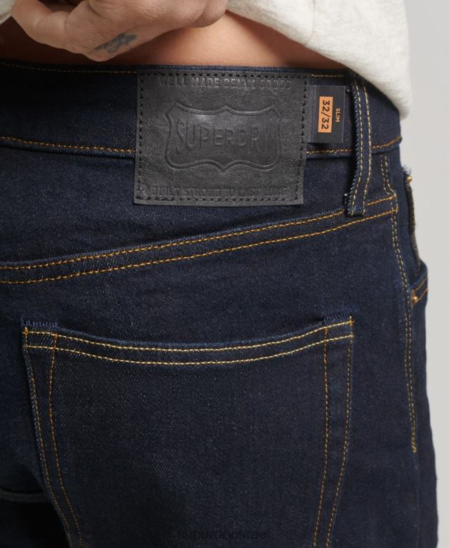 il Superdry גברים חנות סוחר - ג'ינס סלים אורגני כחול כהה 4LX2Z1219 הַלבָּשָׁה