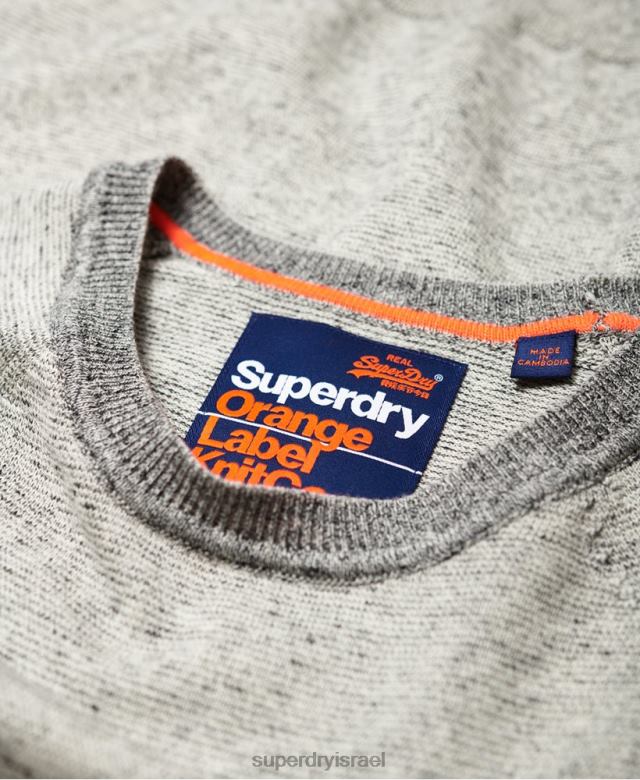 il Superdry גברים מגשר כותנה בתווית כתומה אפור בהיר 4LX2Z1369 הַלבָּשָׁה