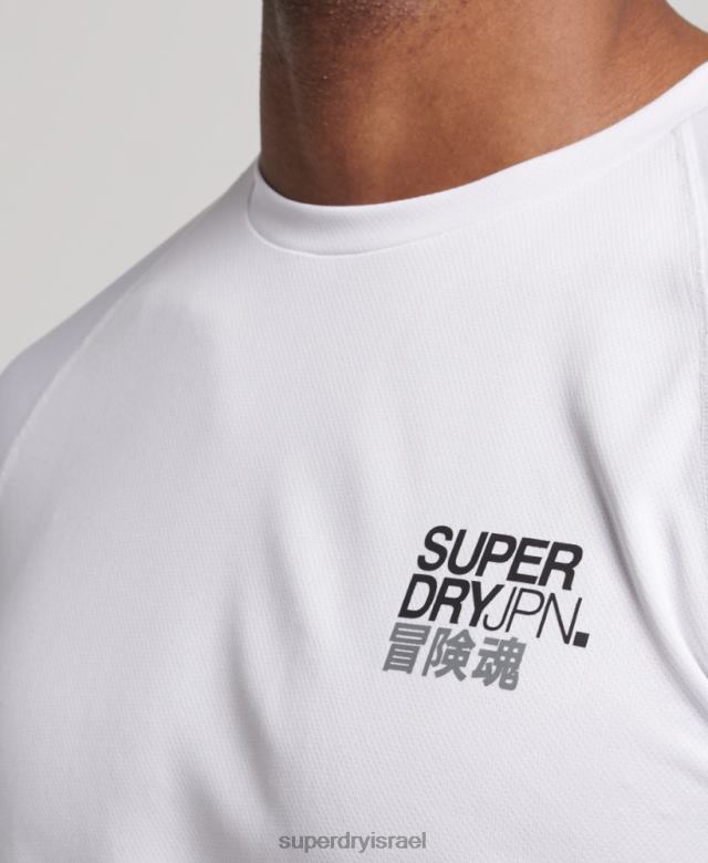 il Superdry גברים חולצת טריקו גרפית אקטיבית עם שרוול קצר לבן 4LX2Z1414 הַלבָּשָׁה