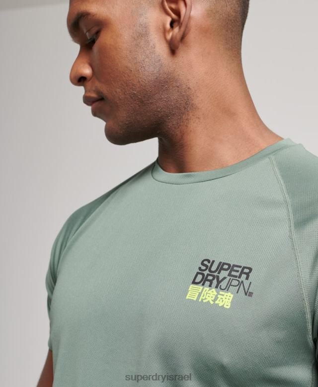 il Superdry גברים חולצת טריקו גרפית אקטיבית עם שרוול קצר ירוק 4LX2Z1417 הַלבָּשָׁה