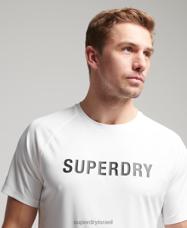 il Superdry גברים טריקו חולצת טריקו עם שרוולים קצרים עם לוגו אקטיבי לבן 4LX2Z1422 הַלבָּשָׁה