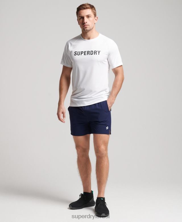 il Superdry גברים טריקו חולצת טריקו עם שרוולים קצרים עם לוגו אקטיבי לבן 4LX2Z1422 הַלבָּשָׁה