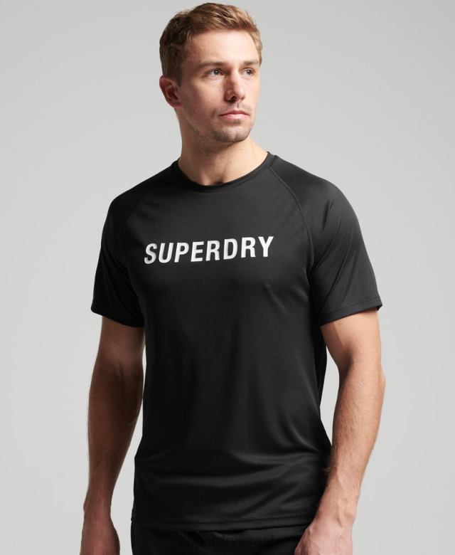 il Superdry גברים טריקו חולצת טריקו עם שרוולים קצרים עם לוגו אקטיבי שָׁחוֹר 4LX2Z1430 הַלבָּשָׁה