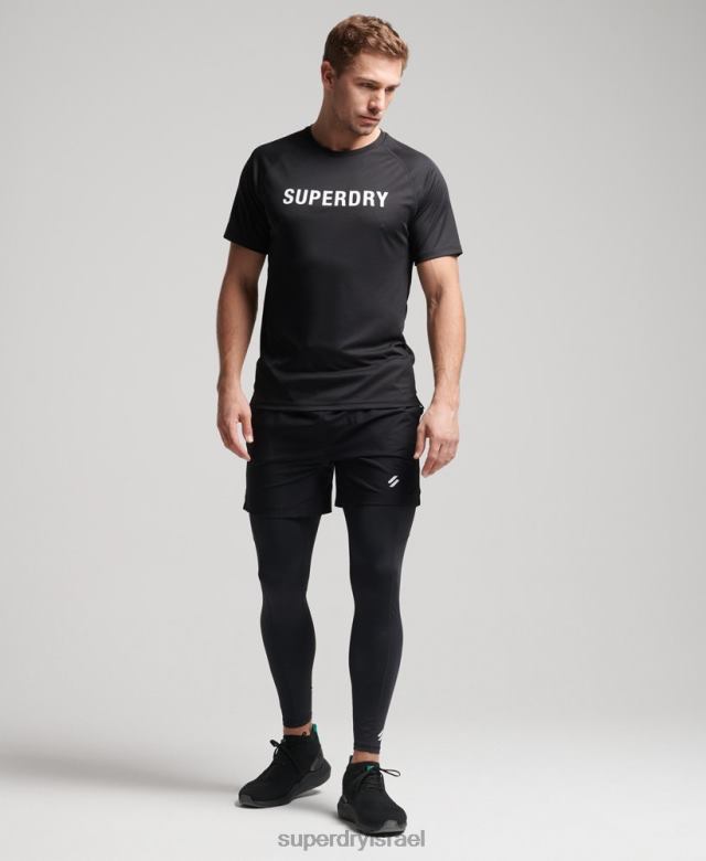 il Superdry גברים טריקו חולצת טריקו עם שרוולים קצרים עם לוגו אקטיבי שָׁחוֹר 4LX2Z1430 הַלבָּשָׁה