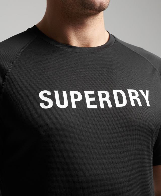 il Superdry גברים טריקו חולצת טריקו עם שרוולים קצרים עם לוגו אקטיבי שָׁחוֹר 4LX2Z1430 הַלבָּשָׁה