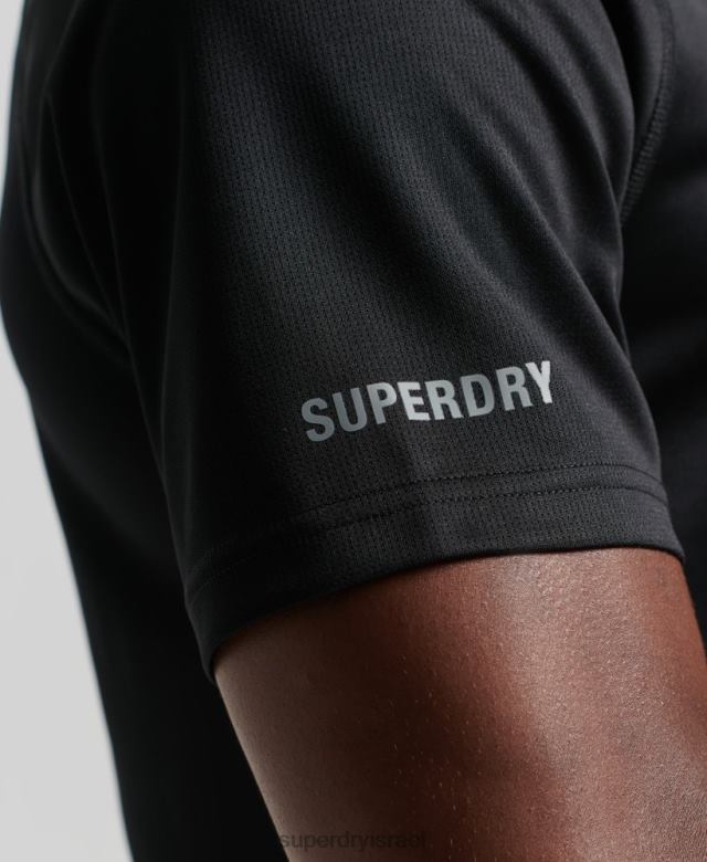 il Superdry גברים חולצת טריקו אקטיבית עם שרוול קצר שָׁחוֹר 4LX2Z1433 הַלבָּשָׁה