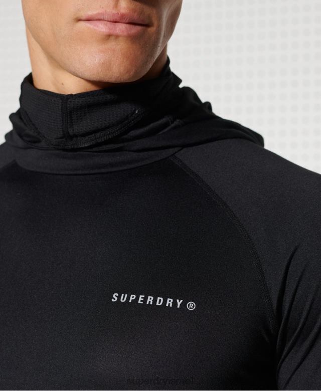 il Superdry גברים רוץ עם קפוצ'ון אמצע השכבה העליון שָׁחוֹר 4LX2Z1437 הַלבָּשָׁה