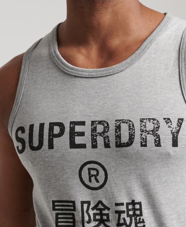 il Superdry גברים אפוד לוגו תאגיד וינטג' אפור 4LX2Z1446 הַלבָּשָׁה