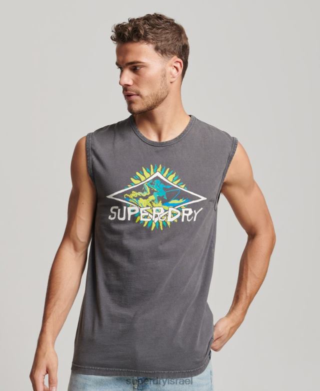 il Superdry גברים עליונית וינטג' שבטי גלישה אפור כהה 4LX2Z1450 הַלבָּשָׁה