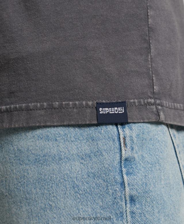 il Superdry גברים עליונית וינטג' שבטי גלישה אפור כהה 4LX2Z1450 הַלבָּשָׁה