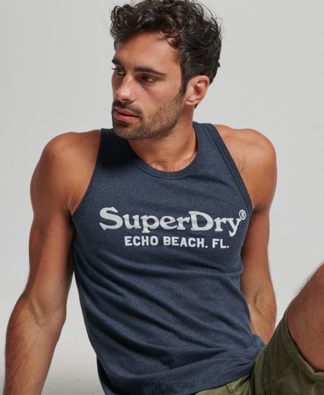 il Superdry גברים חולצה קלאסית של מקום וינטג' חיל הים 4LX2Z1452 הַלבָּשָׁה