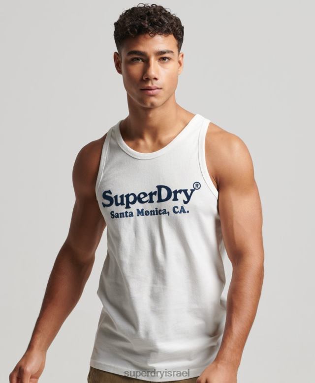 il Superdry גברים חולצה קלאסית של מקום וינטג' לבן 4LX2Z1458 הַלבָּשָׁה