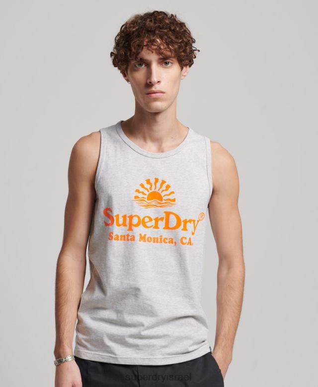 il Superdry גברים אפוד ניאון למקום וינטג' אפור בהיר 4LX2Z1473 הַלבָּשָׁה