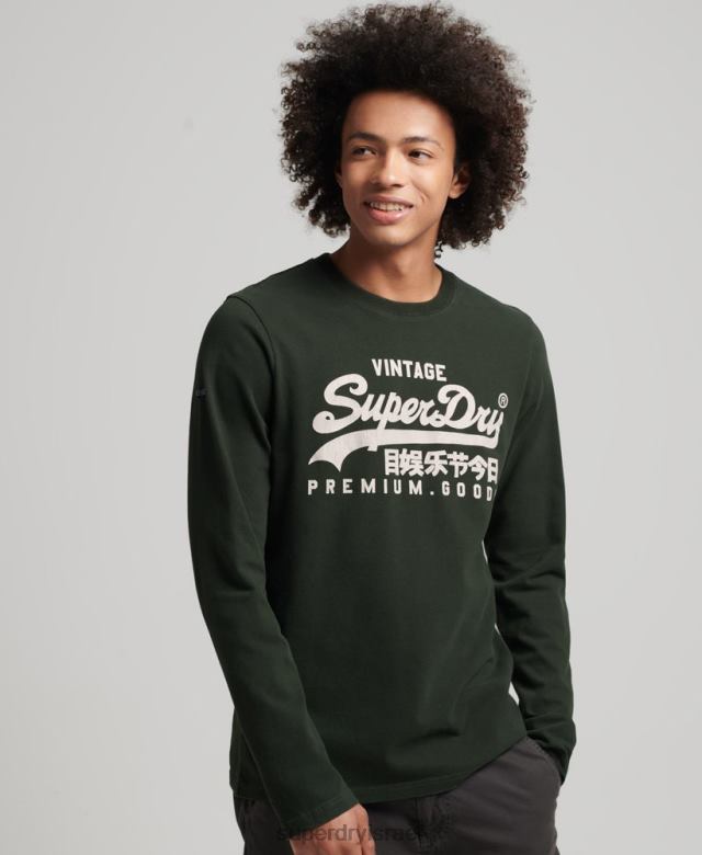 il Superdry גברים עליונית עם שרוולים ארוכים של לוגו וינטג' ירוק 4LX2Z1555 הַלבָּשָׁה