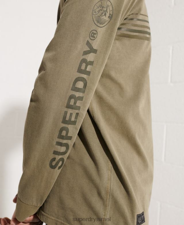 il Superdry גברים חלק עליון עם שרוולים ארוכים גראפיים למשלחת ירוק 4LX2Z1576 הַלבָּשָׁה