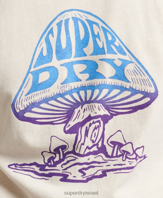 il Superdry גברים חולצה פסיכולוגית עם שרוול ארוך קרם 4LX2Z1582 הַלבָּשָׁה