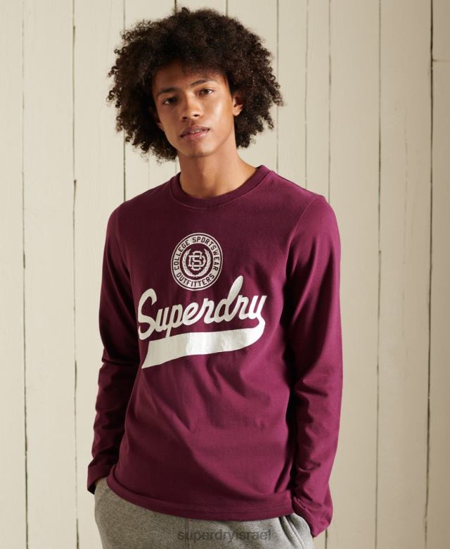 il Superdry גברים עליונית עם שרוול ארוך בסגנון תסריט סָגוֹל 4LX2Z1585 הַלבָּשָׁה