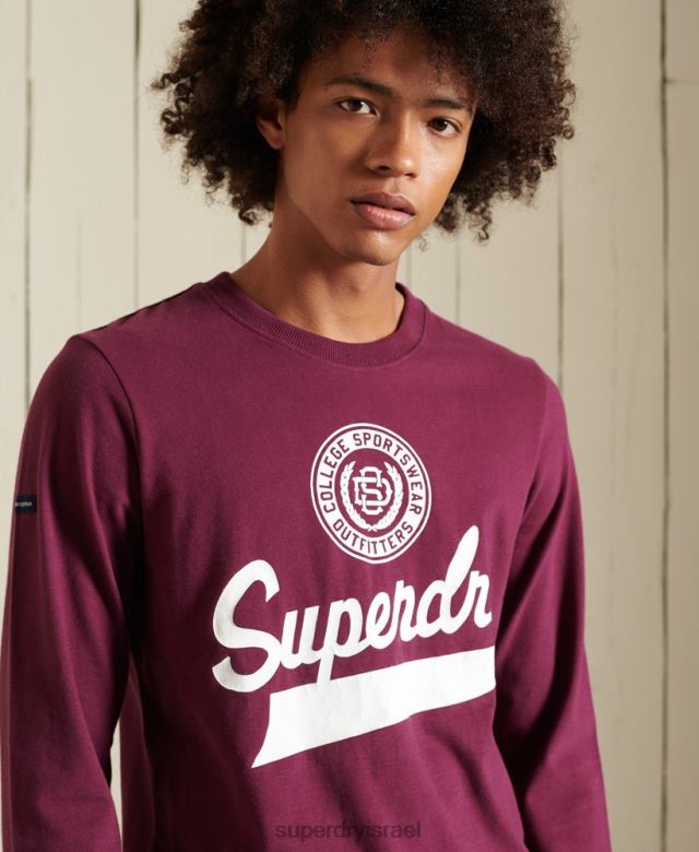 il Superdry גברים עליונית עם שרוול ארוך בסגנון תסריט סָגוֹל 4LX2Z1585 הַלבָּשָׁה