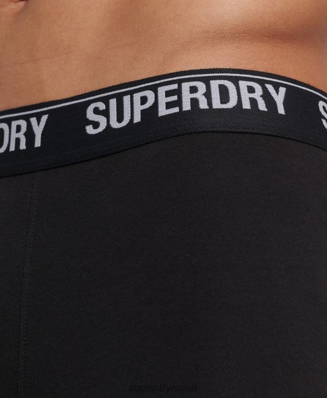 il Superdry גברים מארז משולש בוקסר מכותנה אורגנית שָׁחוֹר 4LX2Z1597 הַלבָּשָׁה