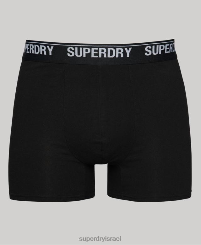 il Superdry גברים מארז משולש בוקסר מכותנה אורגנית שָׁחוֹר 4LX2Z1597 הַלבָּשָׁה