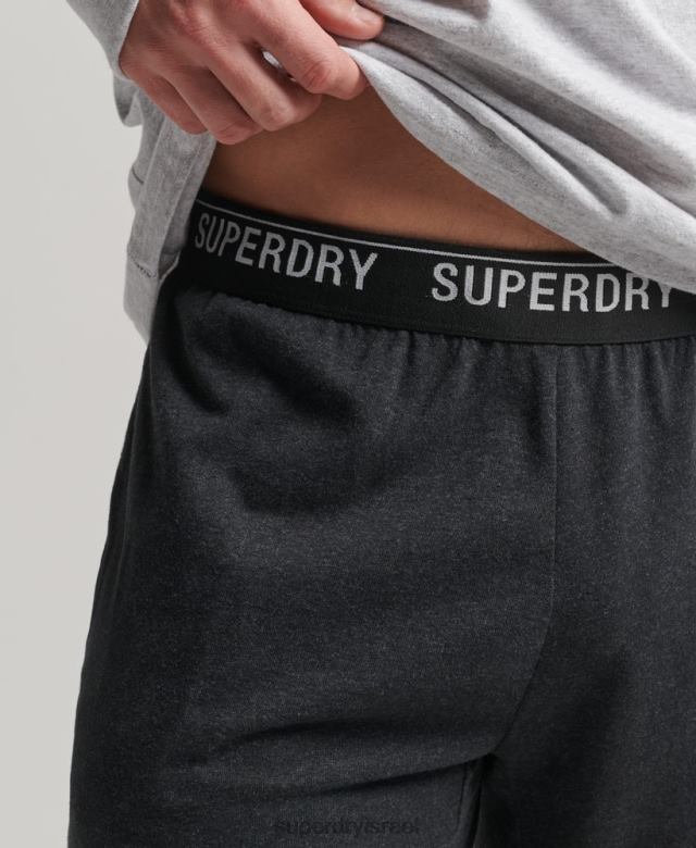 il Superdry גברים מכנסי הלבשת שינה ממוחזרים שָׁחוֹר 4LX2Z1607 הַלבָּשָׁה