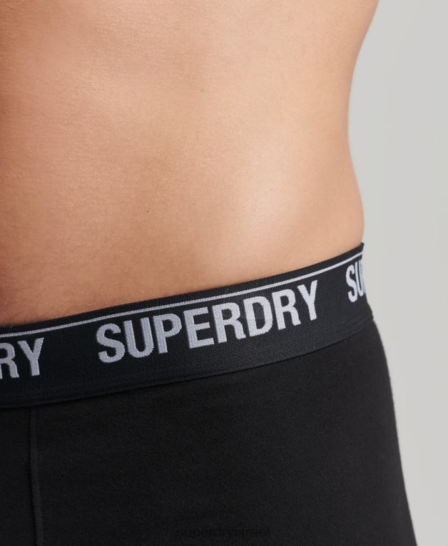 il Superdry גברים חבילת בוקסר משולשת מכותנה אורגנית שָׁחוֹר 4LX2Z1613 הַלבָּשָׁה