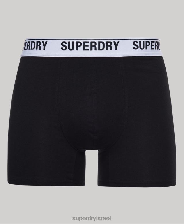 il Superdry גברים חבילת בוקסר משולשת מכותנה אורגנית שָׁחוֹר 4LX2Z1613 הַלבָּשָׁה