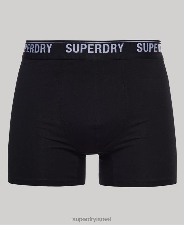 il Superdry גברים חבילת בוקסר משולשת מכותנה אורגנית שָׁחוֹר 4LX2Z1613 הַלבָּשָׁה