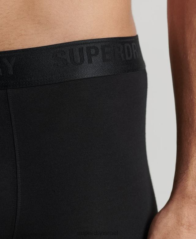 il Superdry גברים מארז משולש בוקסר מכותנה אורגנית שָׁחוֹר 4LX2Z1617 הַלבָּשָׁה