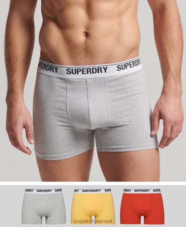 il Superdry גברים מארז משולש בוקסר מכותנה אורגנית תפוז 4LX2Z1618 הַלבָּשָׁה