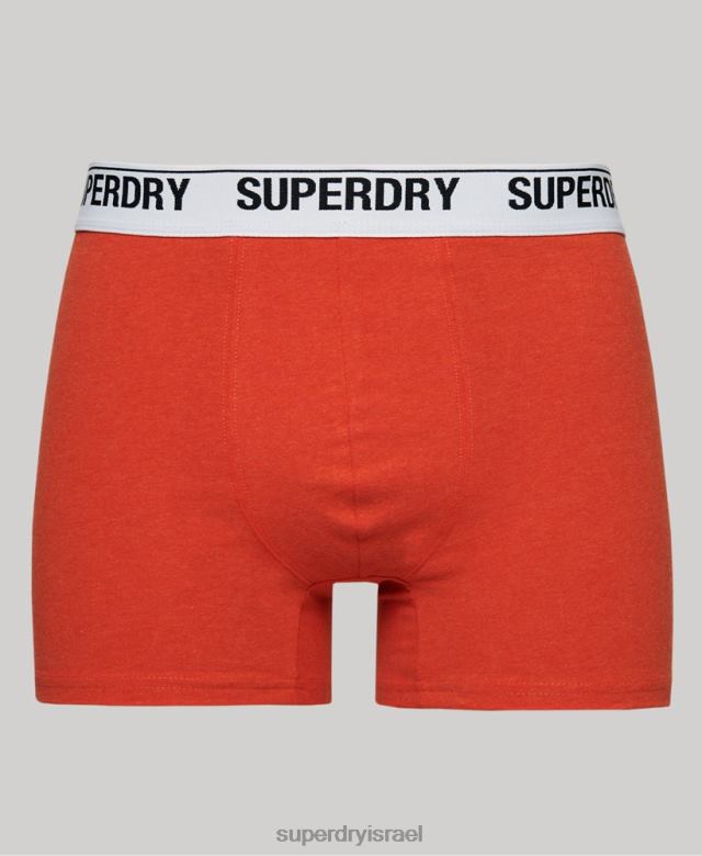 il Superdry גברים מארז משולש בוקסר מכותנה אורגנית תפוז 4LX2Z1618 הַלבָּשָׁה