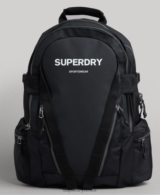 il Superdry גברים תיק גב גרפי ברזנט הרים שָׁחוֹר 4LX2Z1619 אביזרים