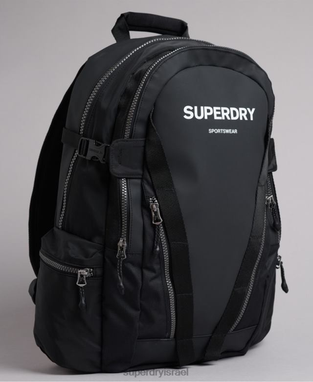 il Superdry גברים תיק גב גרפי ברזנט הרים שָׁחוֹר 4LX2Z1619 אביזרים