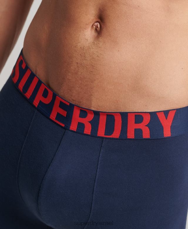 il Superdry גברים כותנה אורגנית בוקסר כפול לוגו חבילה כפולה חיל הים 4LX2Z1621 הַלבָּשָׁה