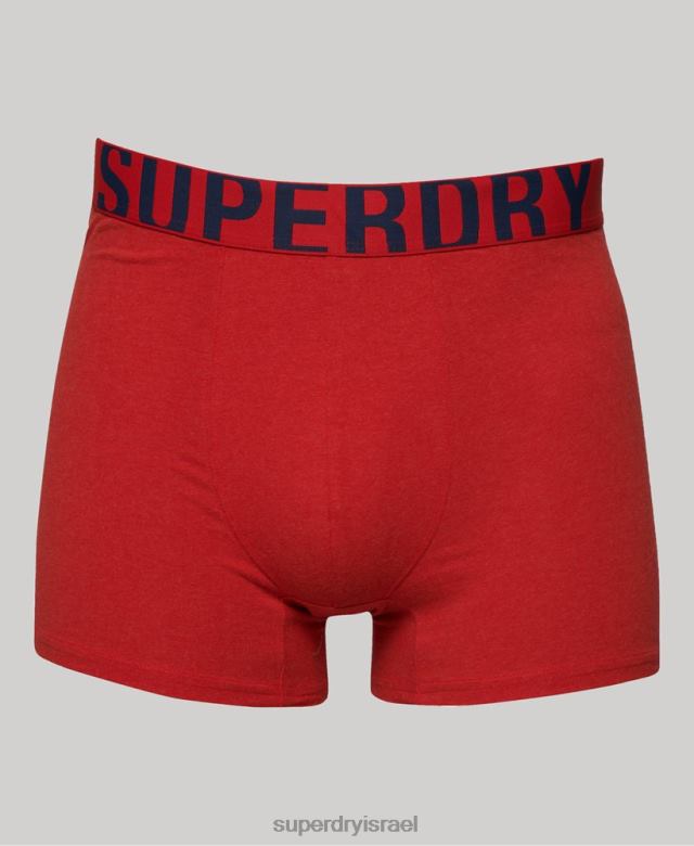 il Superdry גברים כותנה אורגנית בוקסר כפול לוגו חבילה כפולה חיל הים 4LX2Z1621 הַלבָּשָׁה