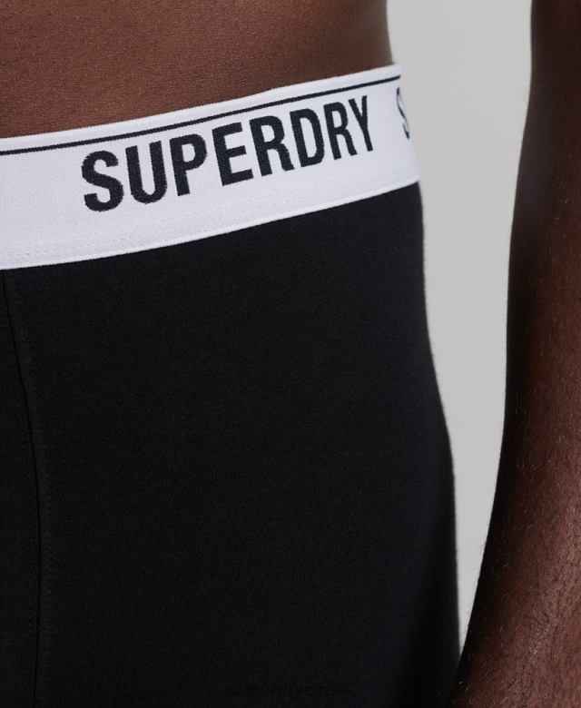 il Superdry גברים מארז משולש בוקסר מכותנה אורגנית שָׁחוֹר 4LX2Z1622 הַלבָּשָׁה