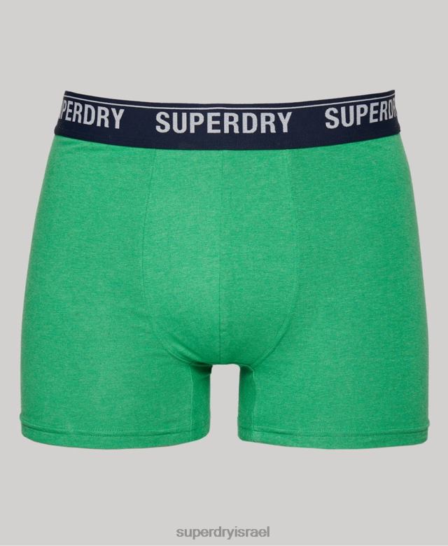 il Superdry גברים חבילת בוקסר משולשת מכותנה אורגנית ירוק 4LX2Z1628 הַלבָּשָׁה