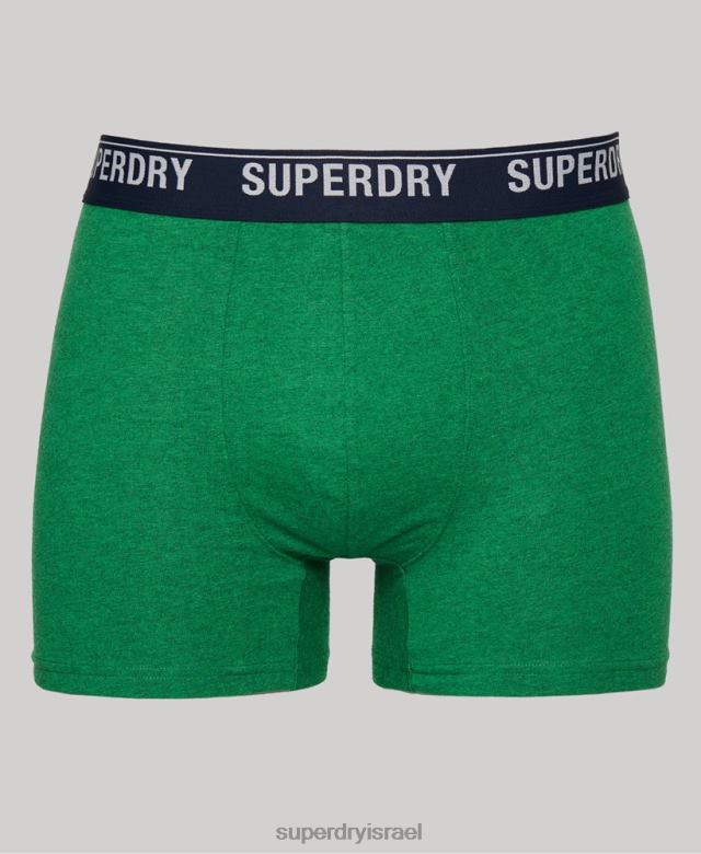 il Superdry גברים חבילת בוקסר משולשת מכותנה אורגנית ירוק 4LX2Z1628 הַלבָּשָׁה