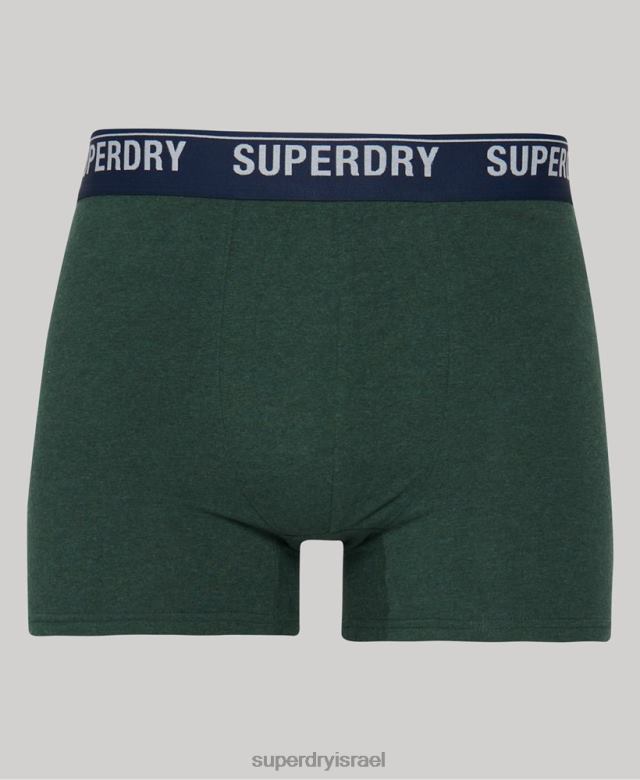 il Superdry גברים חבילת בוקסר משולשת מכותנה אורגנית ירוק 4LX2Z1628 הַלבָּשָׁה